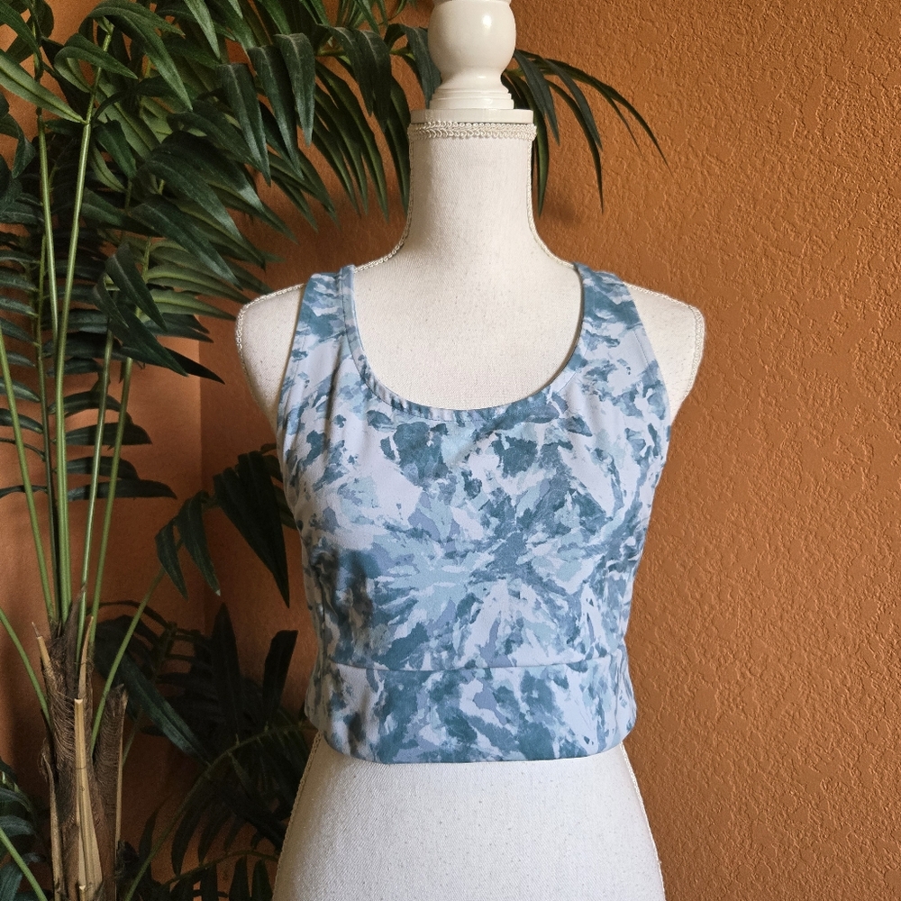 3/$25 Gaiam Sports Bra Soft Tie Dye Low Intensity Support Large Aqua Blue Green